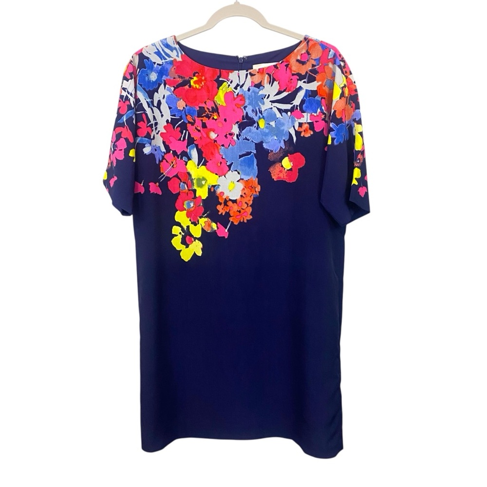 Ann Taylor LOFT Floral and Navy Print Size Small Sheath Dress